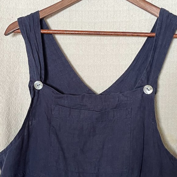 Vintage Match 100% Linen Navy Overall Dress Size M | Made in the USA - Picture 3 of 6